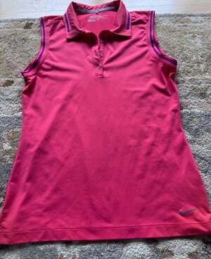 Nike Golf Tour Performance Dri-FIT Sleeveless Polo Shirt Pink Size S